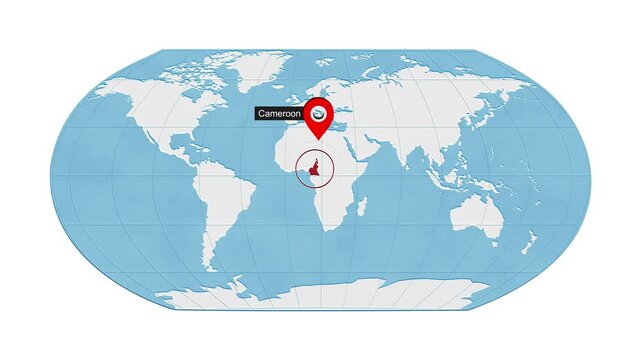 Cameroon Map Highlight Zoom Animation Geography Concept
