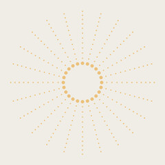 Fototapeta premium Radial Dotted Sunbeam Vector Pattern with Inner Circle Frame for Celestial Graphic Design Mystical Sun Burst Ornament and Solar Energy Concept