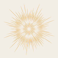 Naklejka premium Dynamic Hand Drawn Style Sunburst Vector Graphic Element with Sharp Exploding Linear Rays for Retro Badge Design and Impactful Comic Accents