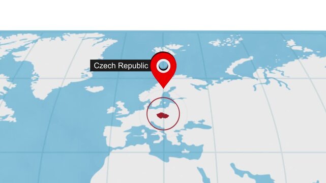 Czech Location Highlight on World Map with Circle Marker