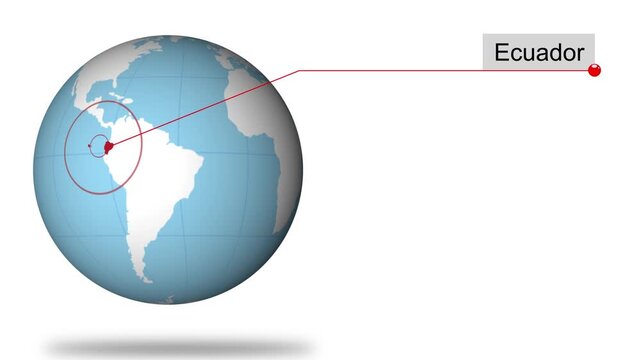 Ecuador Country Location Animation on Digital World Map