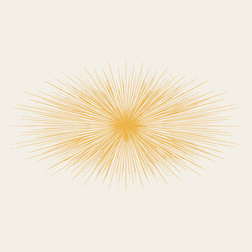 Horizontal Oval Sunburst Vector Graphic with Dense Exploding Radial Rays for Cinematic Light Flare Retro Logo Backdrops and Power Energy Concept
