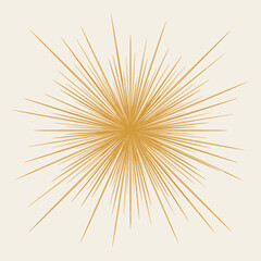 Fototapeta premium Intense Golden Starburst Vector Illustration with Fine Dense Spikes and Elongated Linear Rays for Radiant Energy Concepts