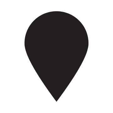 Flat Black Solid Drop Shape Location Pin Icon Vector Illustration for Digital Maps Destination Navigation Points and Position Tracking Markers