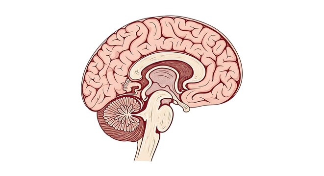 Human Brain Anatomy Medical Illustration.