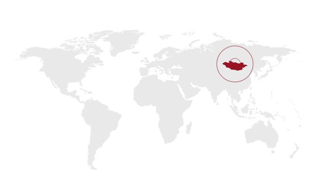 Mongolia Location Highlight on Global Map with Zoom Animation