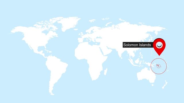Solomon Map Pin Location Animation Global World Map Concept