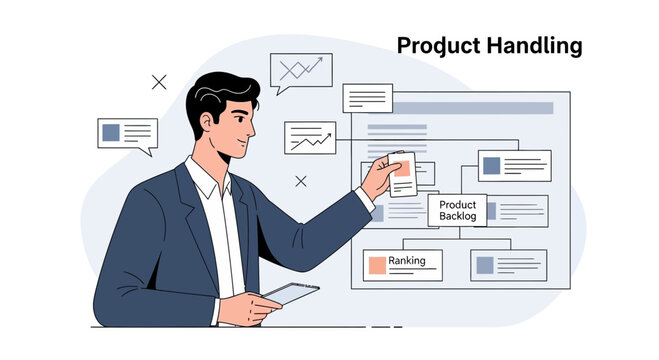 Man Managing Product Backlog, Planning Operations, Business Strategy