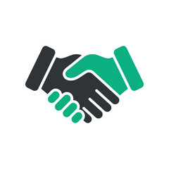 Obraz premium Minimalist Green and Black Handshake Icon Representing Sustainable Business Partnership