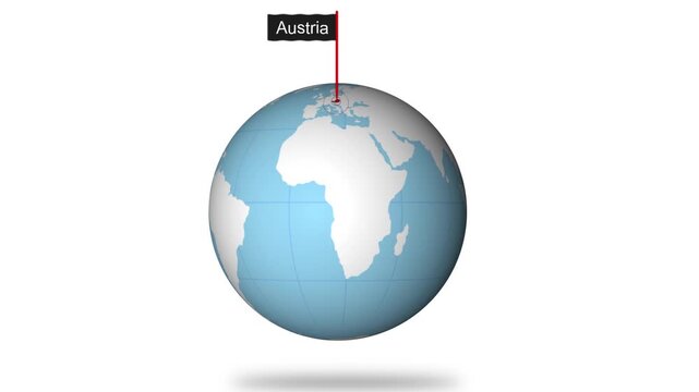 Austria Map Pin Location Animation Global World Map Concept