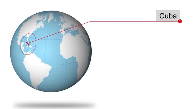 Cuba Location on Globe for Presentation or Education