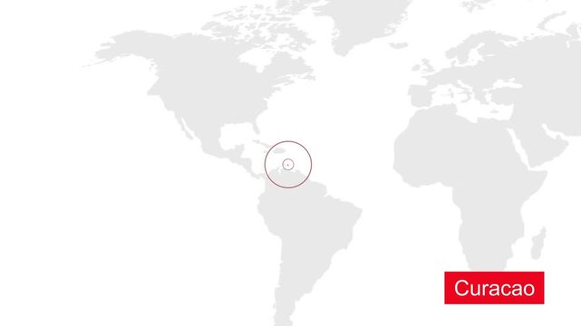 Curacao Location Highlight on Global Map with Zoom Animation