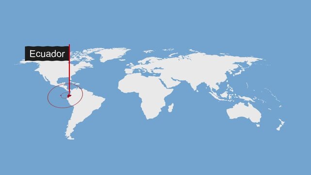 Ecuador Location Highlight on World Map with Circle Marker