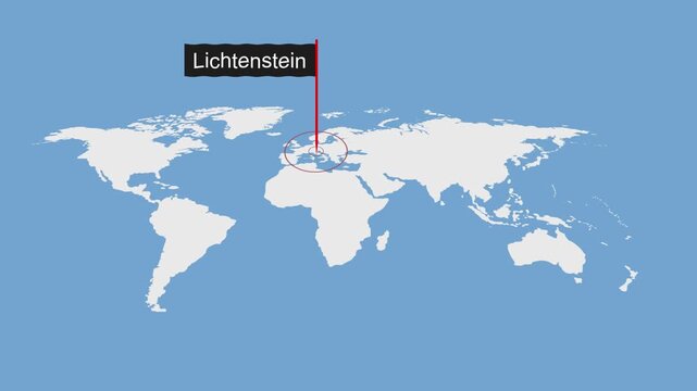 Lichtenstein Geographic Location on Minimal World Map Animation