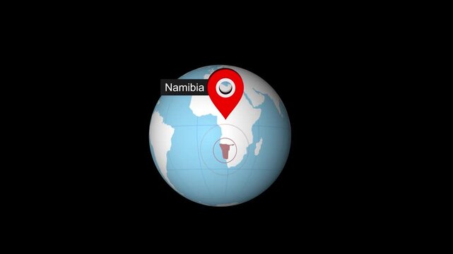 Namibia Location Highlight on World Map with Circle Marker
