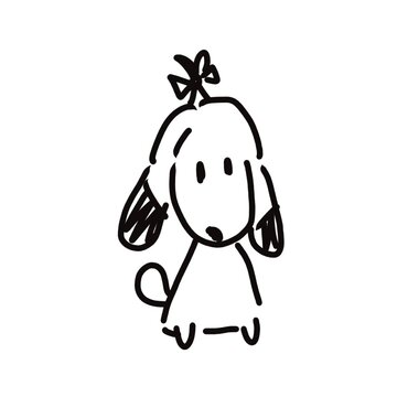 Cute hand-drawn puppy doodle illustration in simple cartoon style, perfect for kids designs, stickers, nursery art, and playful themes.
