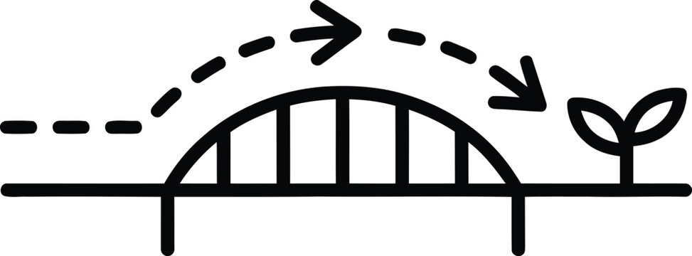 Bridge Jump Path Arrow Minimal Line Vector Icon