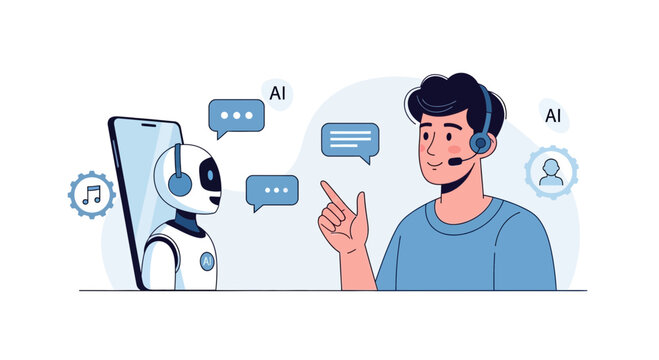 AI Chatbot and Human Interaction Phone Communication