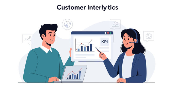 Business analytics team analyzing growth charts and KPIs on computer screens
