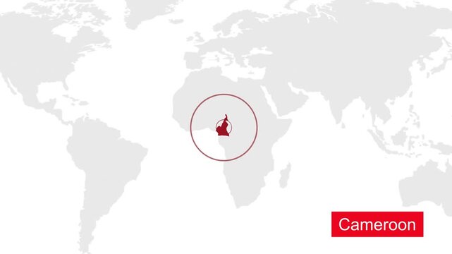 Cameroon Location Highlight on Global Map with Zoom Animation