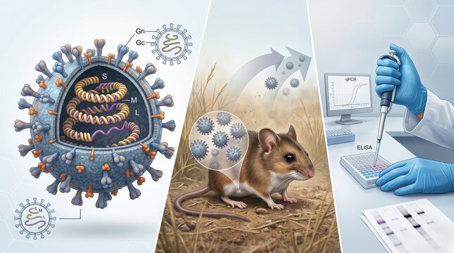 Infographics of the mechanisms of transmission of the virus from rodents to humans