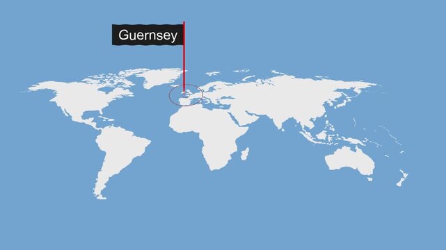 Guernsey Geographic Location on Minimal World Map Animation