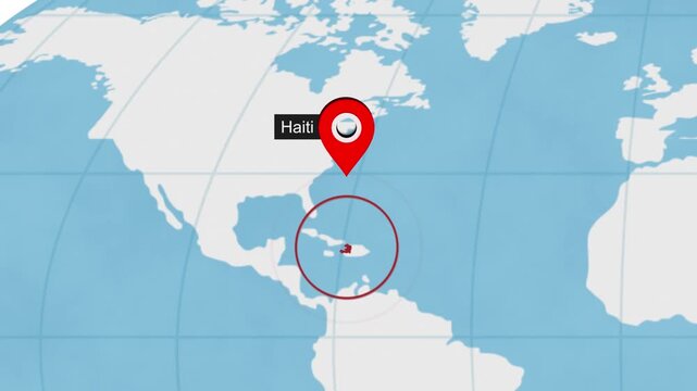Haiti City Location on World Map Animation Concept