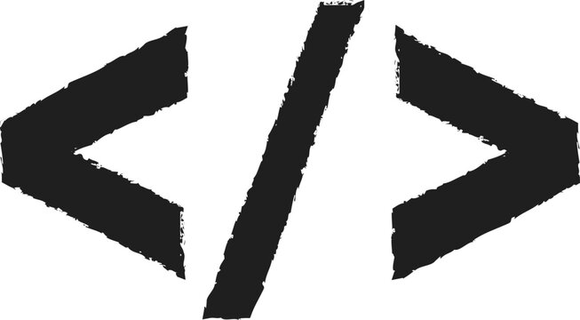 Coding Symbol Icon Black Hand Drawn Programming and Web Development Sign for Software Interface Design