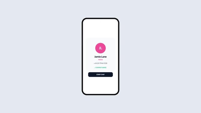 Saving New Contact Form on Smartphone with Success Profile Screen Transition