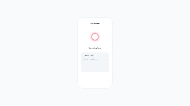 AI Social Media Manager Interface Creating Visuals and Scheduling Automated Content Posts