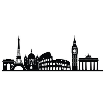Silhouette of Famous Landmark Buildings.