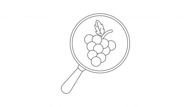 Magnifying glass over grapes, scientific research and analysis concept.