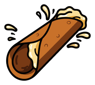 Italian cannoli shell pastry with splashing cream li.... Generative AI