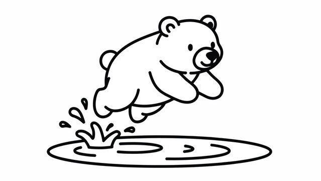 Cartoon polar bear jumping playfully.