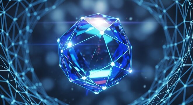 

A brilliant 3d blue diamond crystal gem with a shiny light pattern creates a luxury gemstone heart shape design for this abstract jewelry art illustration on a black background