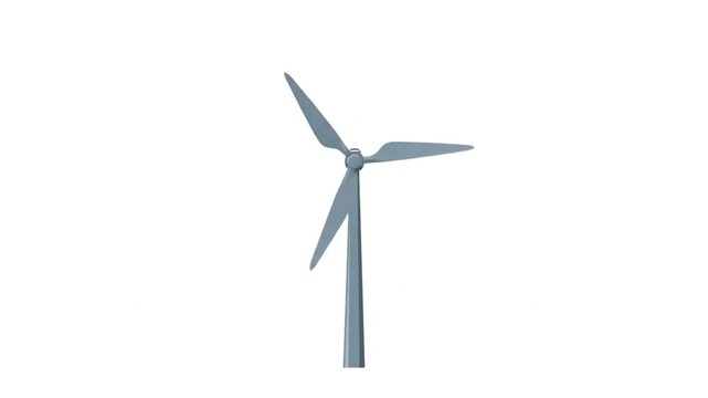 A modern wind turbine with three blades stands tall against a white background, symbolizing renewable energy and sustainable power generation.