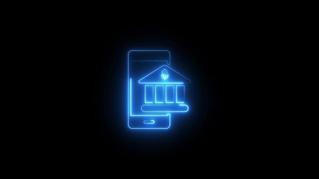 Mobile Banking Neon Sign Online Transaction digital payment banking smartphone