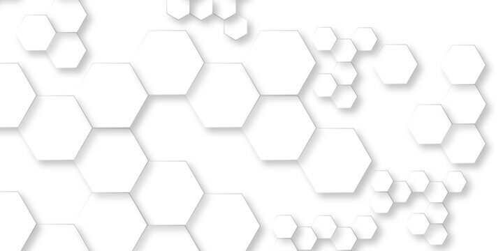 Abstract technology white and grey geometric hexagon shape on transparent background3D Futuristic abstract honeycomb mosaic white background. geometric mesh cell texture. modern futuristic wallpaper. 