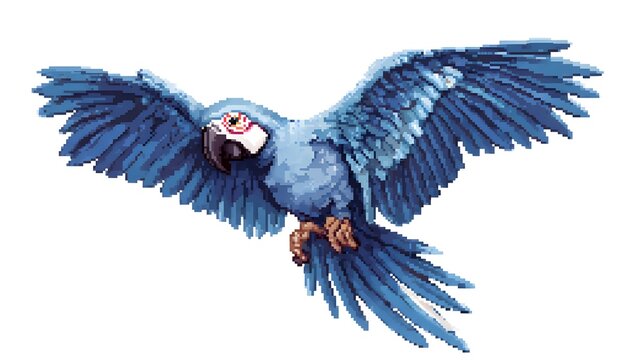 Standing Flying Macaw Parrot Pixel Art Collection