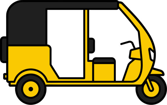 Yellow Auto Rickshaw Tuk Tuk Illustration