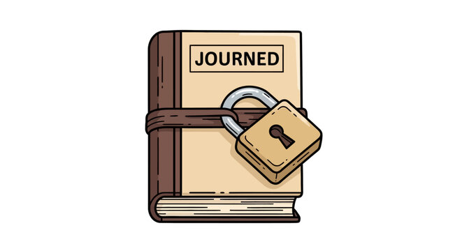A vintage style leather journal locked with a brass padlock.