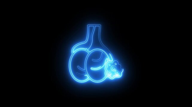 Glowing Blue Lung Anatomy Neon Sign Isolated on Black Background human lung
