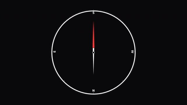 Modern minimalist compass animation illustrating navigation with sleek design and smooth motion for travel and exploration concepts