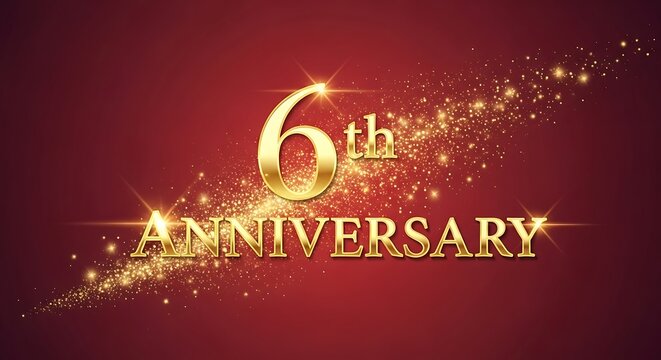 Sixth Anniversary Celebration Gold Text.