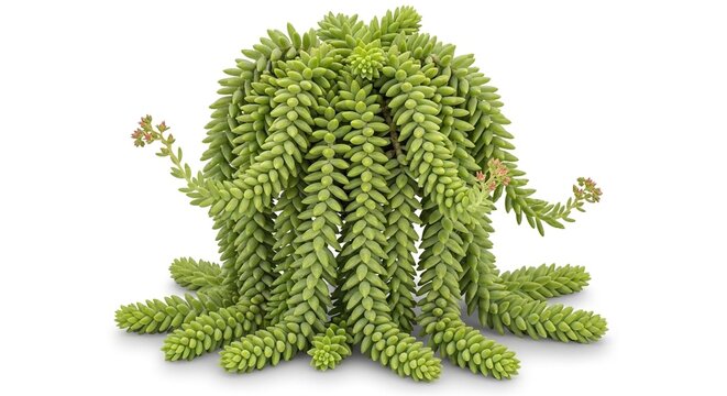 Burros Tail Succulent Plant Isolated on White Background.