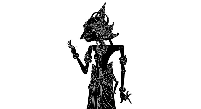 Traditional Indonesian Wayang Kulit Shadow Puppet Silhouette