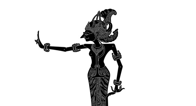 Javanese Wayang Kulit Shadow Puppet Silhouette, Traditional Indonesian Art