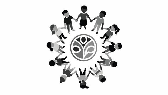 Diverse people holding hands circle.