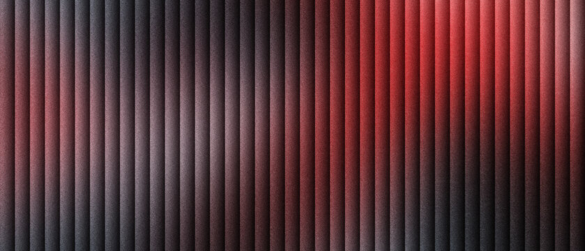 Industrial metal texture with vertical steel bars and red light, dark metallic background with parallel pipes and dramatic shadows, sleek architectural paneling for modern technology design.