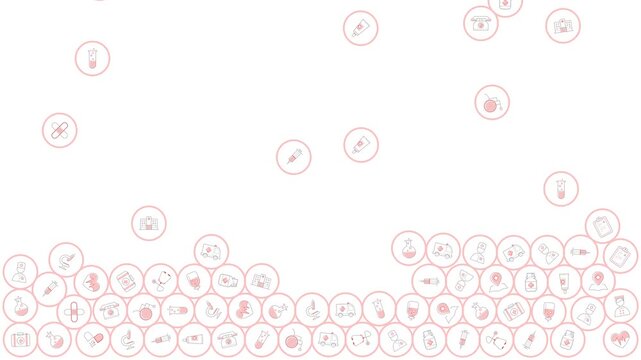 Falling  duotone line medical Icons Background 4K, Clean Light Digital Animation